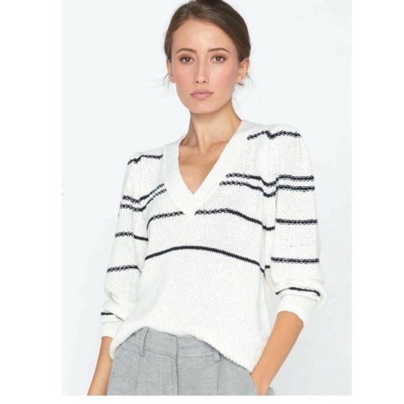 Brochu Walker Sasha Striped Vee Sweater - Picture 1 of 16